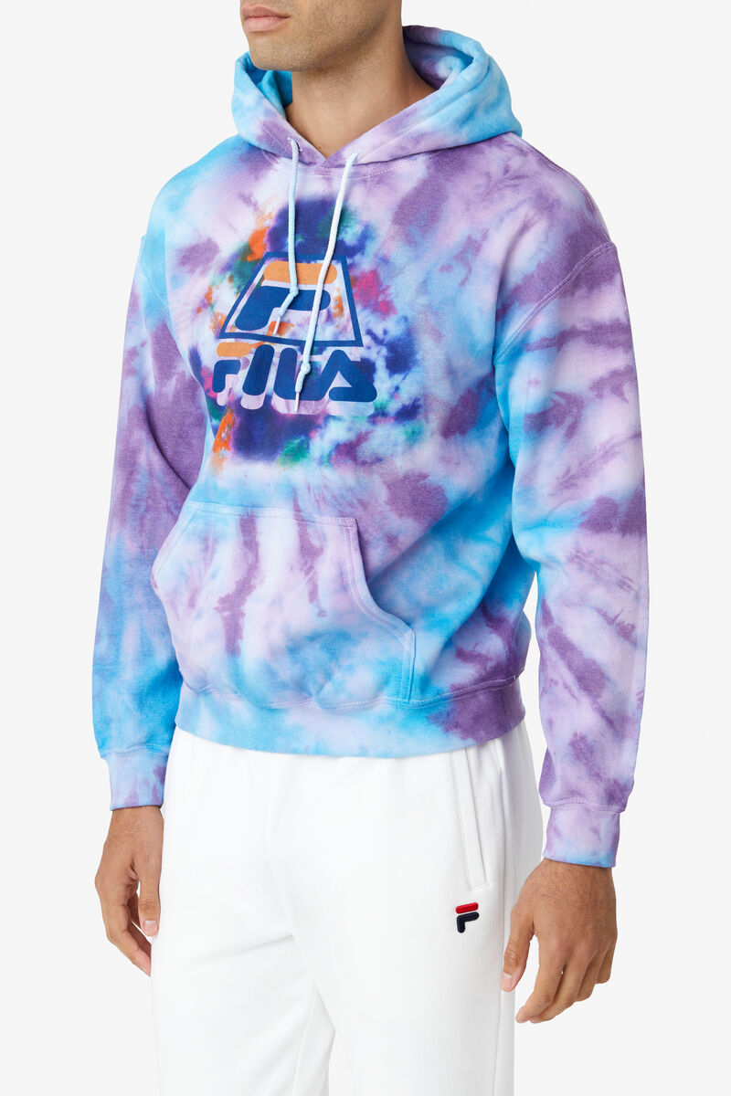 Blue / Purple Men's Fila Tie Dye Icon Hoodie Hoodies | QijbLWCVgtT