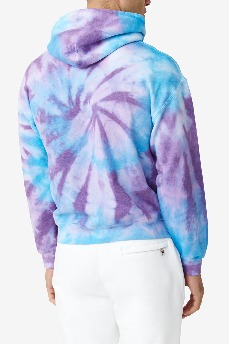 Blue / Purple Men's Fila Tie Dye Icon Hoodie Hoodies | QijbLWCVgtT