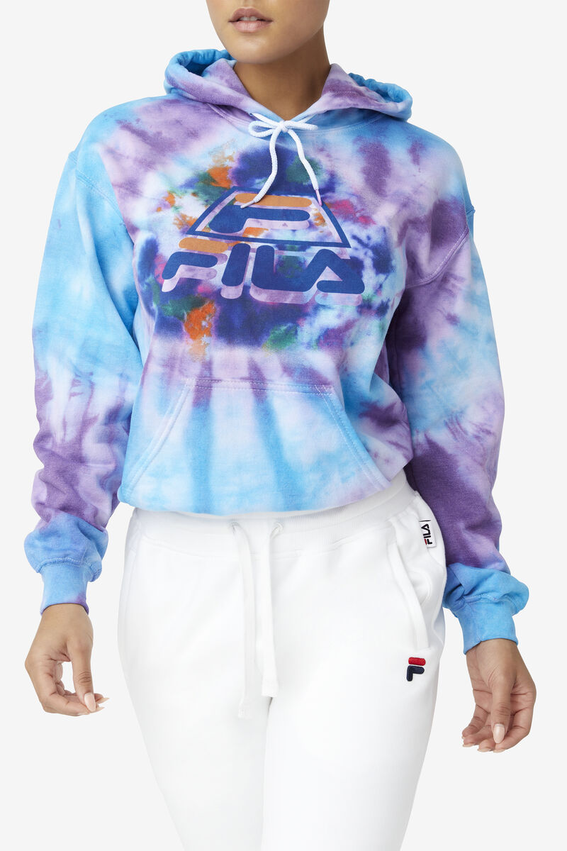 Blue / Purple Men's Fila Tie Dye Icon Hoodie Hoodies | QijbLWCVgtT