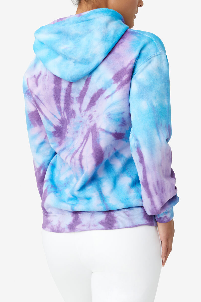 Blue / Purple Men's Fila Tie Dye Icon Hoodie Hoodies | QijbLWCVgtT