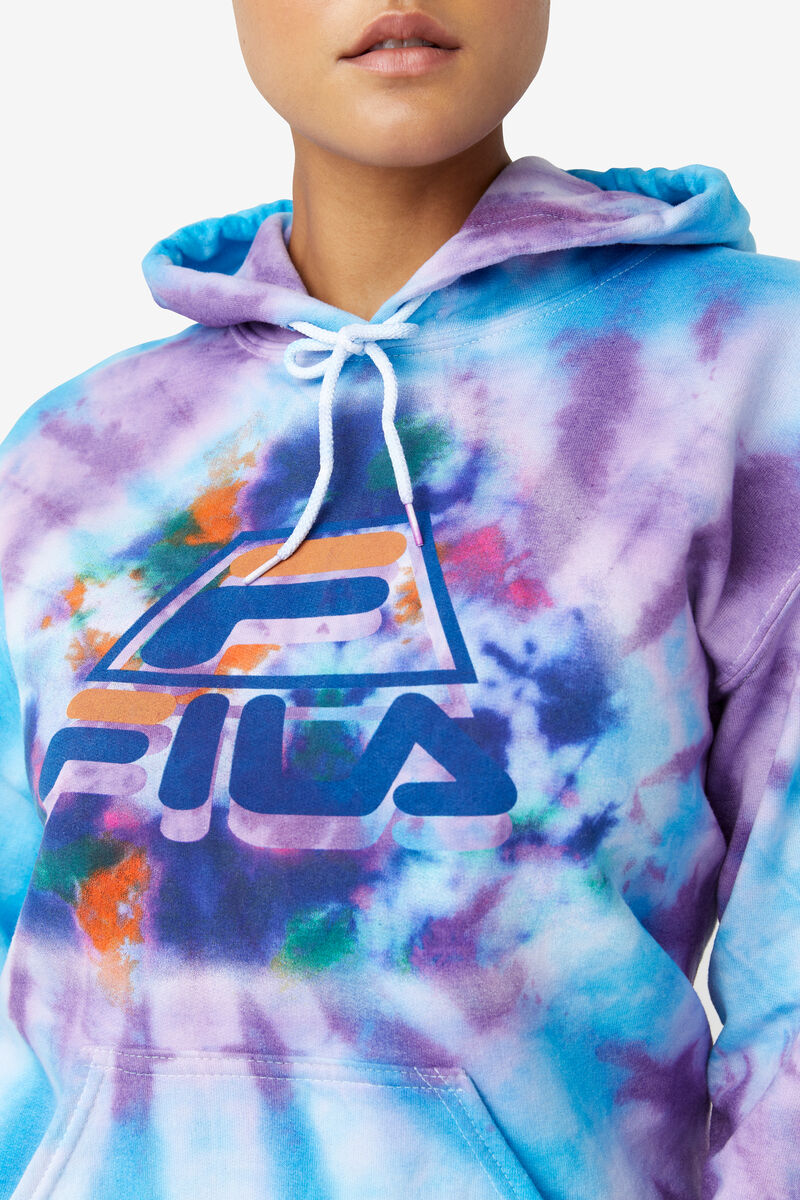 Blue / Purple Men's Fila Tie Dye Icon Hoodie Hoodies | QijbLWCVgtT