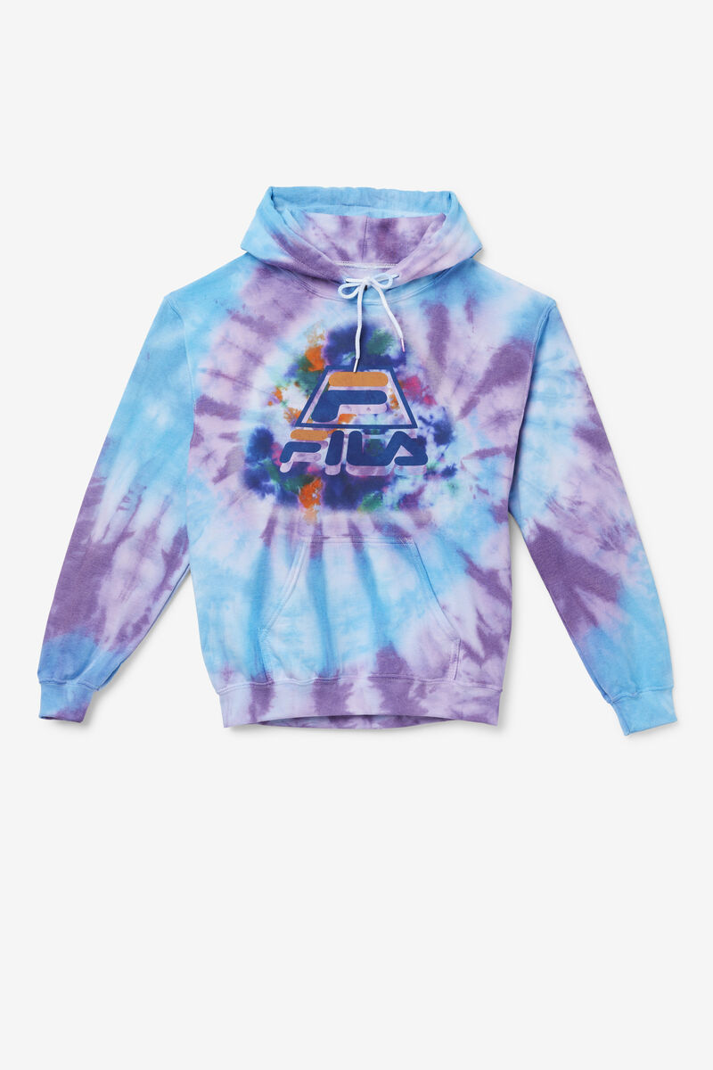 Blue / Purple Men\'s Fila Tie Dye Icon Hoodie Hoodies | QijbLWCVgtT