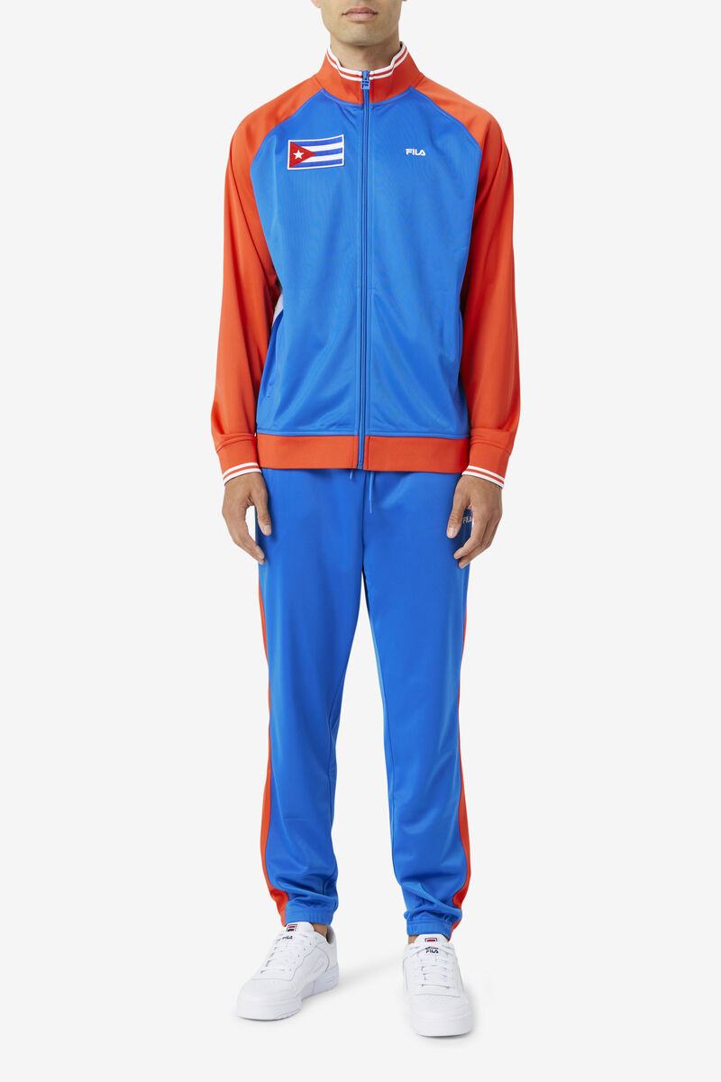 Blue / Red Men's Fila Cuba Pant Tracksuits | kROafW2g6Gw