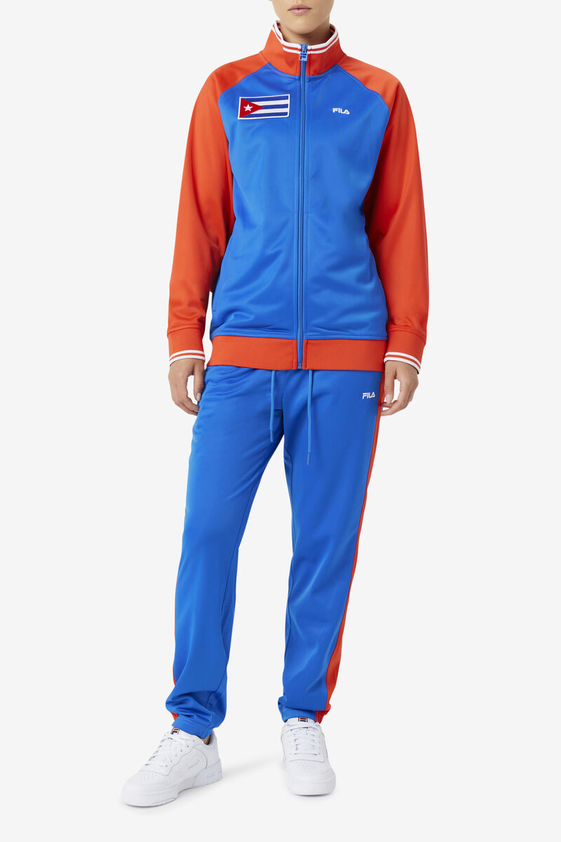 Blue / Red Men's Fila Cuba Pant Tracksuits | kROafW2g6Gw