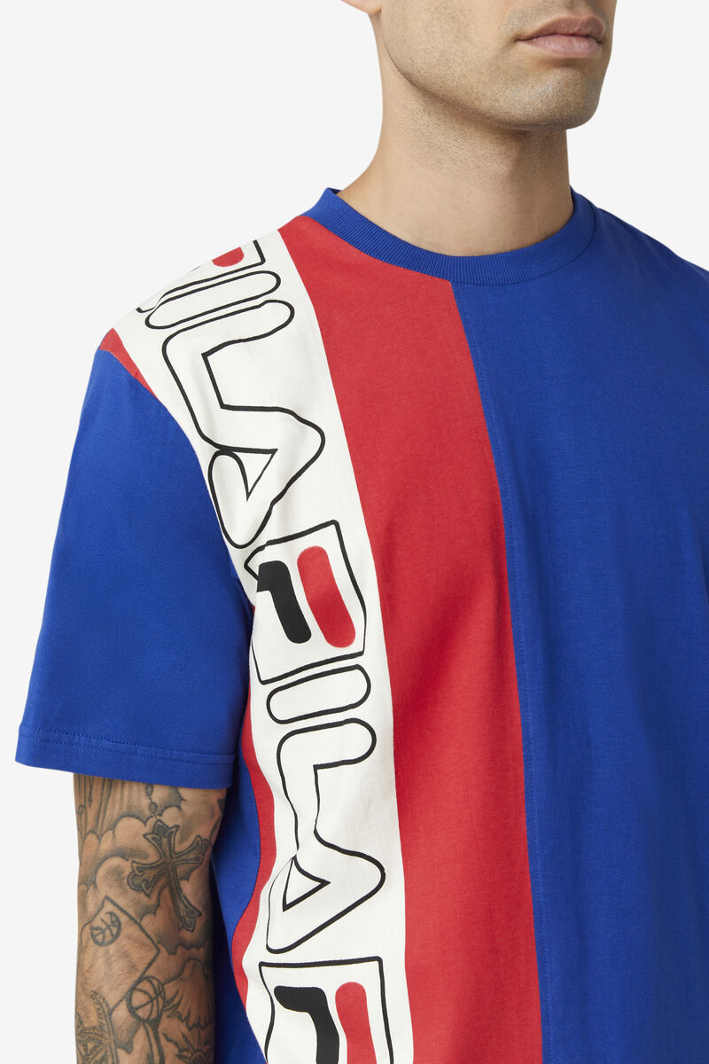 Blue / Red Men's Fila Dixon T Shirts | PIR2p1GP6Dy