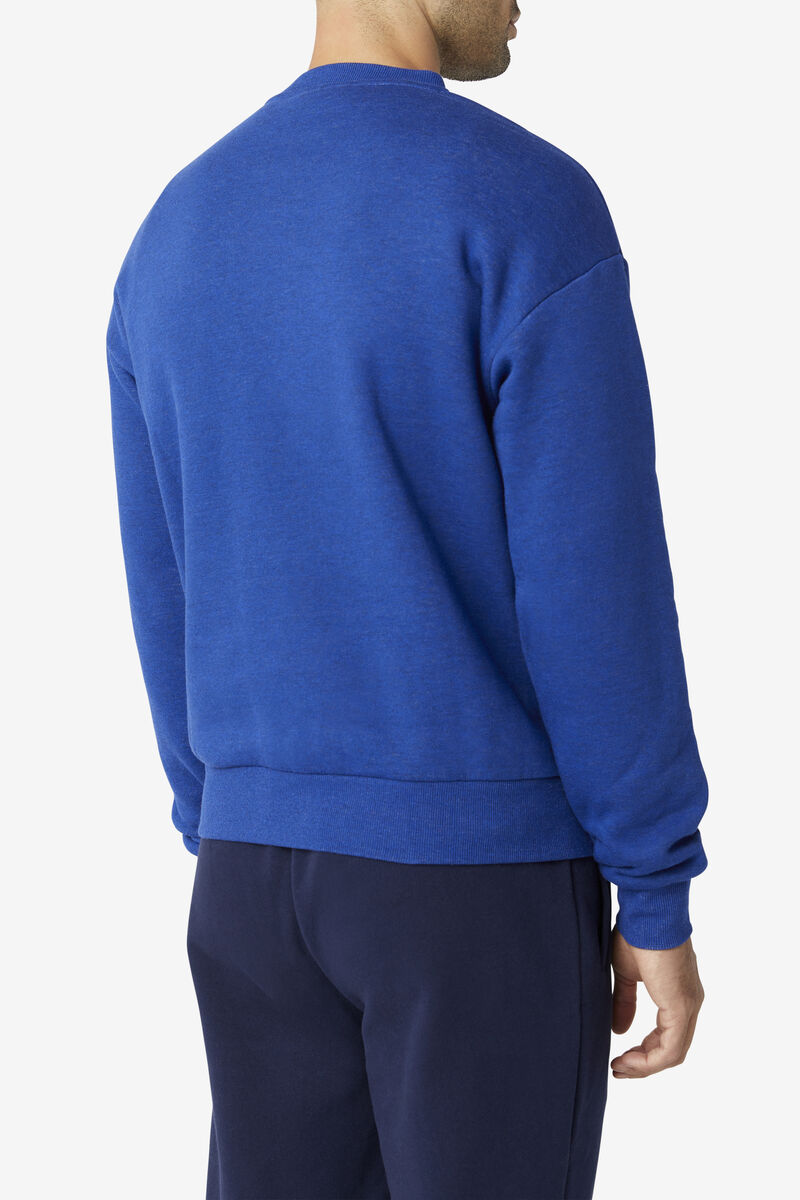 Blue / Red Men's Fila Powel Crew Sweatshirts | tb1sTFlYDVK