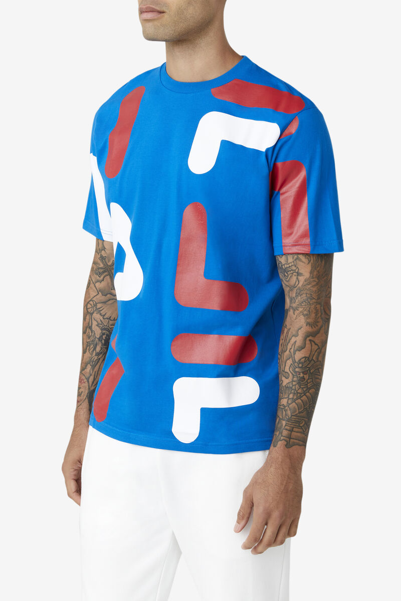 Blue / Red / White Men's Fila Bennet T Shirts | xI8xsLhfif8