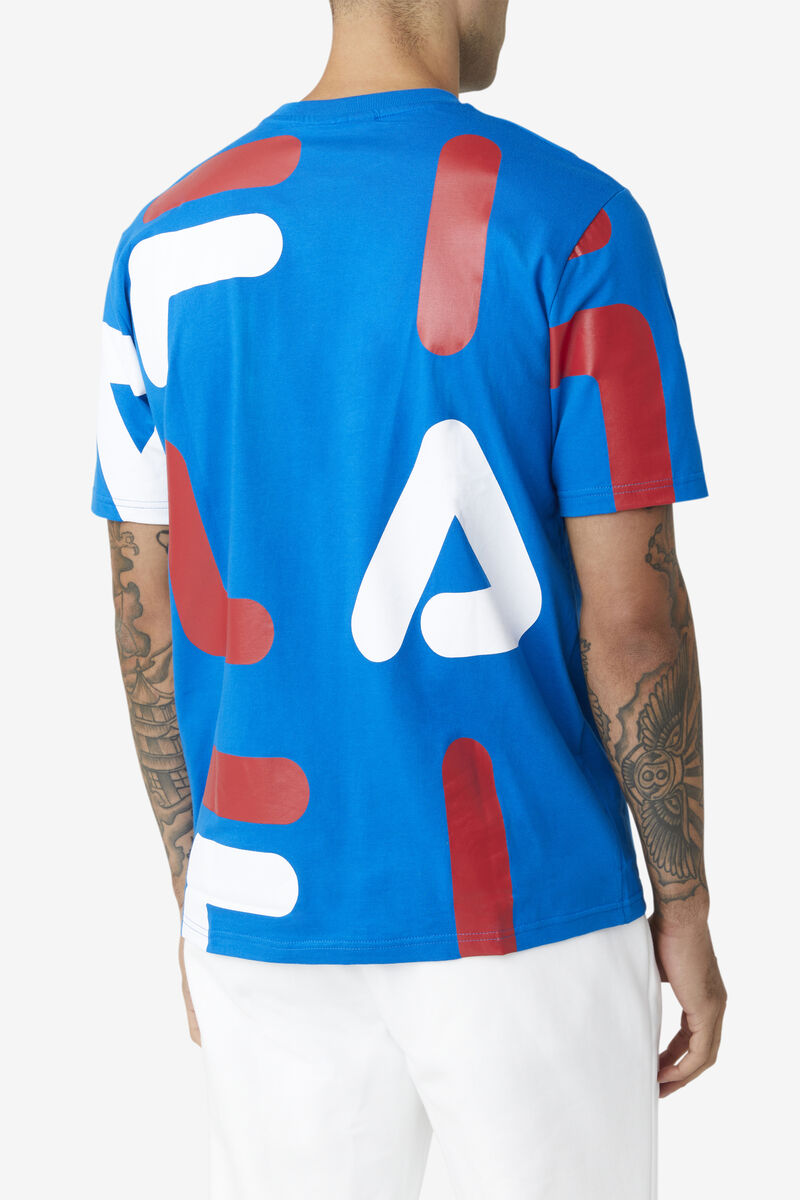 Blue / Red / White Men's Fila Bennet T Shirts | xI8xsLhfif8