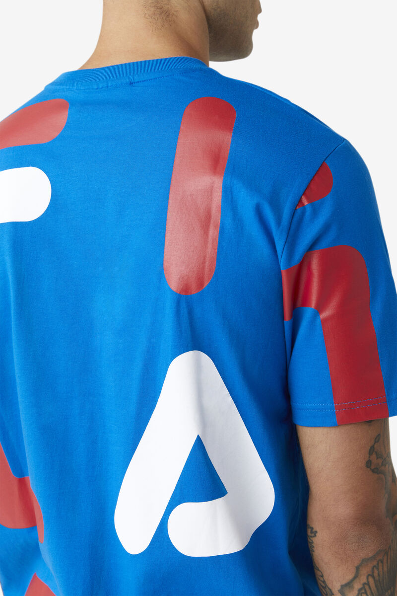 Blue / Red / White Men's Fila Bennet T Shirts | xI8xsLhfif8