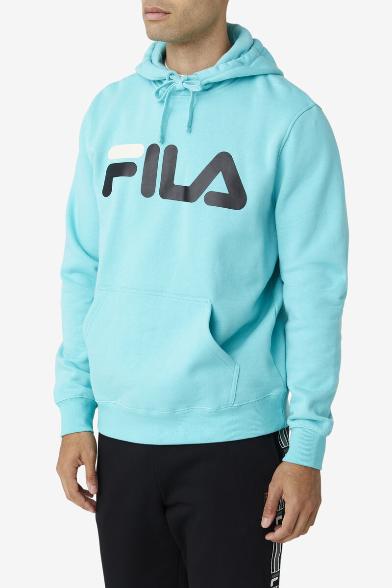 Blue Turquoise / Black Men's Fila Flori Hoodie Hoodies | E7kCRGTkPbY