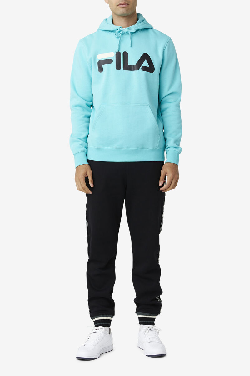 Blue Turquoise / Black Men's Fila Flori Hoodie Hoodies | E7kCRGTkPbY