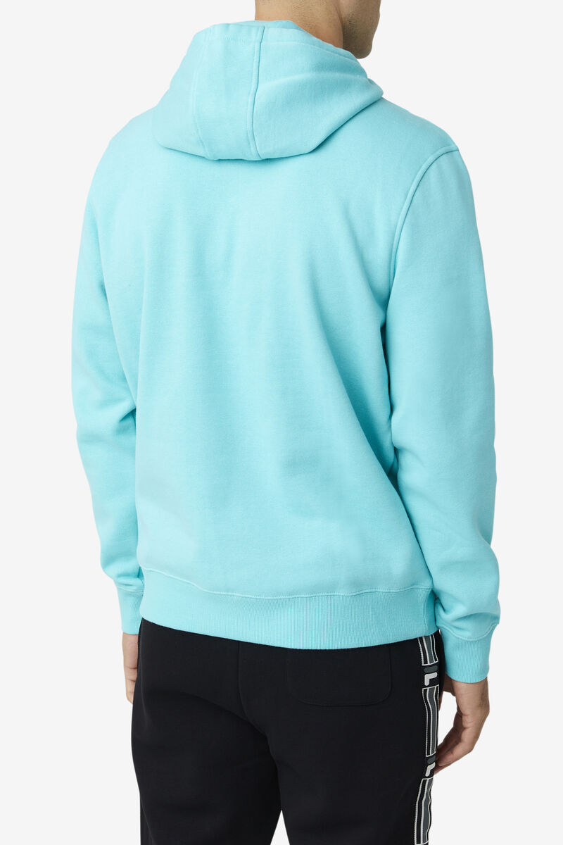 Blue Turquoise / Black Men's Fila Flori Hoodie Hoodies | E7kCRGTkPbY