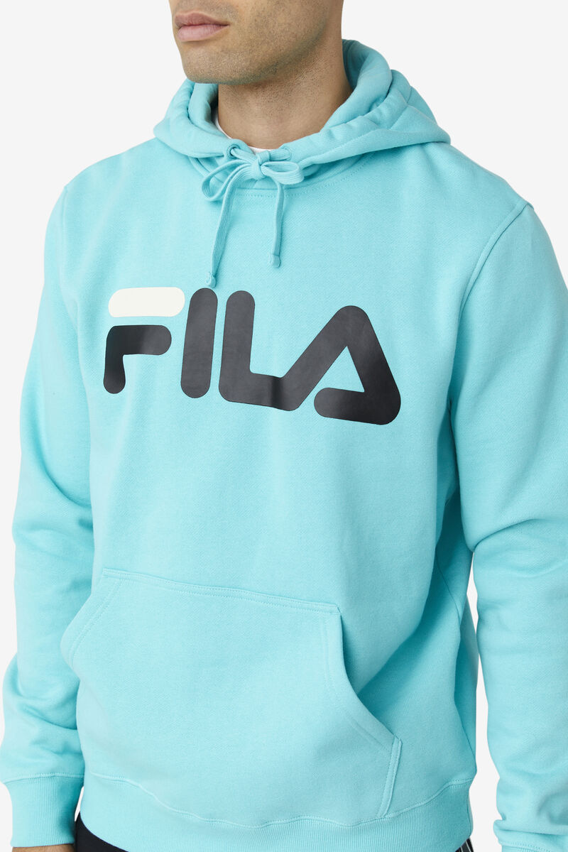 Blue Turquoise / Black Men's Fila Flori Hoodie Hoodies | E7kCRGTkPbY