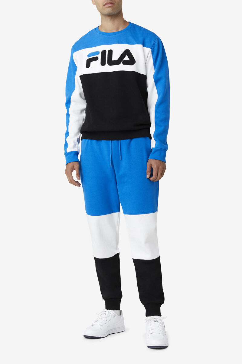 Blue / White / Black Men's Fila France Pant Pants | iKNalf1sjMC