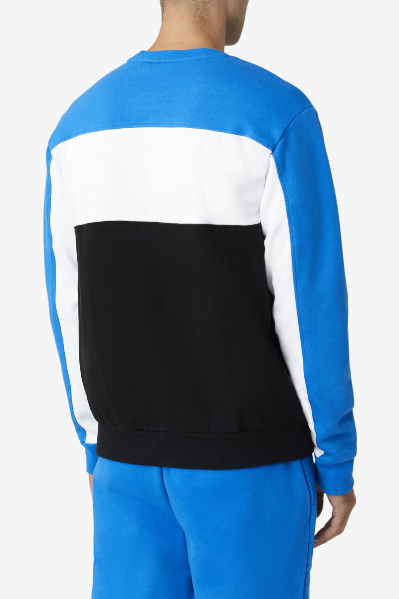 Blue / White / Black Men's Fila Lesner Fleece Crew Tracksuits | 8pQRxWsWXYB