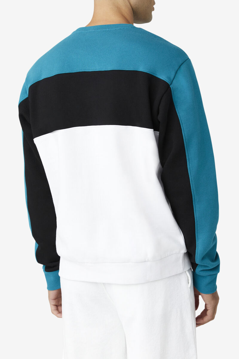 Blue / White / Black Men's Fila Lesner Fleece Crew Tracksuits | xfInM2vWbx5