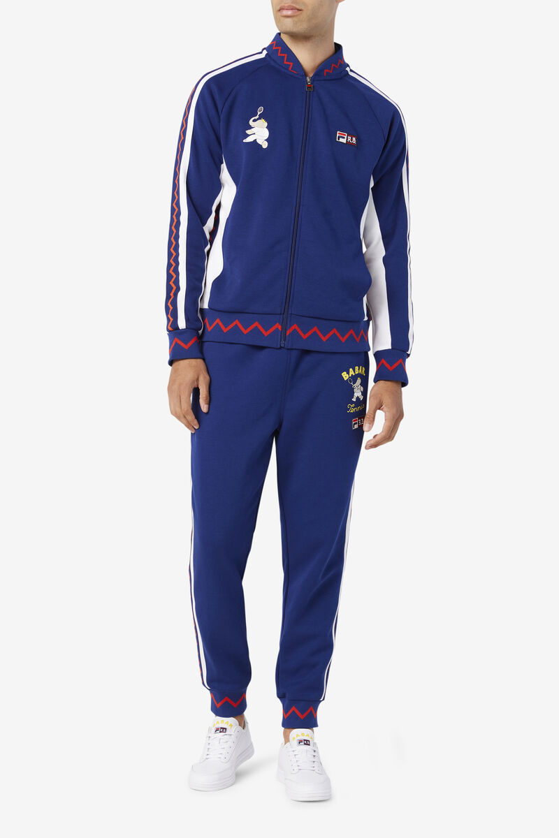 Blue / White Women's Fila Fila X Rb Babar Evertt Jogger Tracksuits | 8Ce2HSoehUc