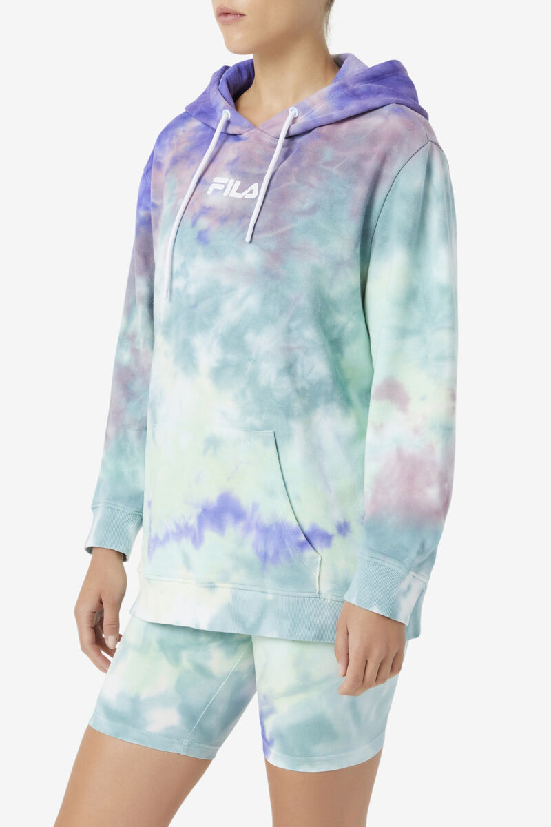 Blue Women's Fila Aerolynn Tie Dye Hoodie Hoodies | 9iSz9rSIvMY