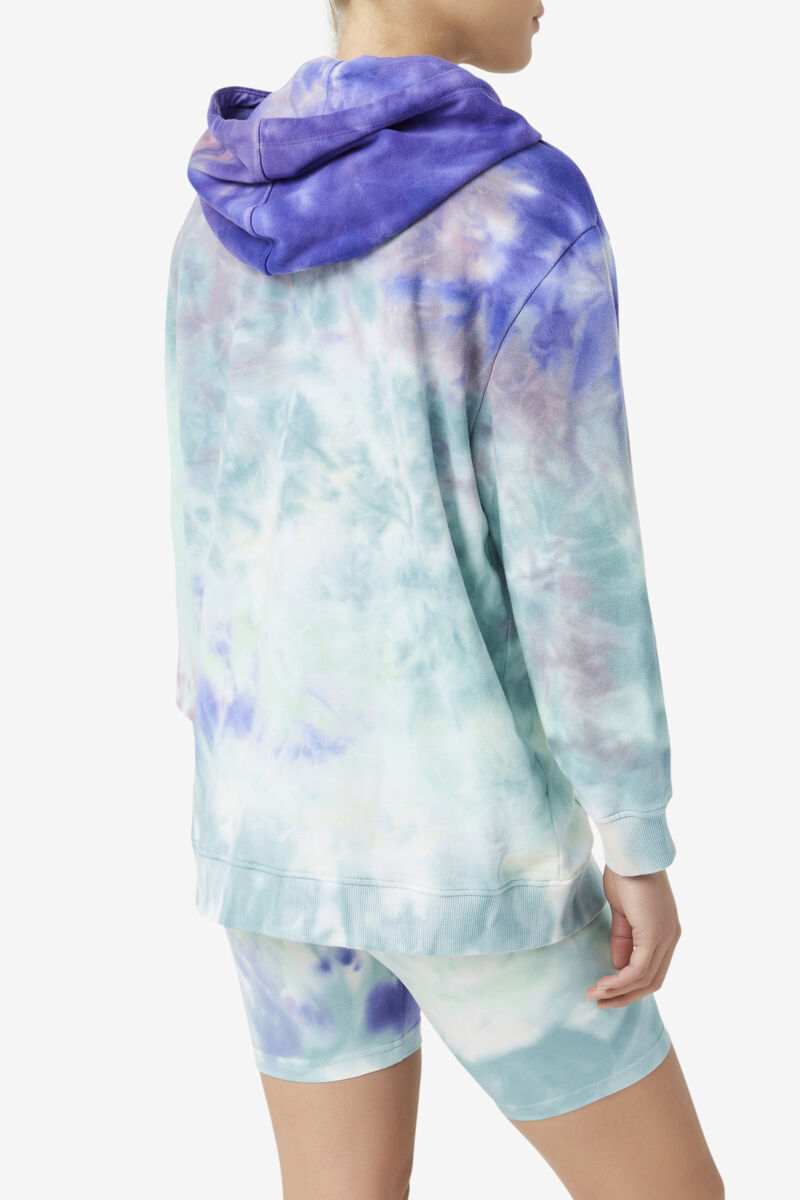 Blue Women's Fila Aerolynn Tie Dye Hoodie Hoodies | 9iSz9rSIvMY