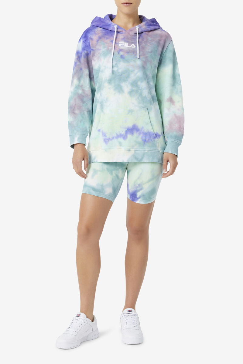 Blue Women's Fila Aerolynn Tie Dye Hoodie Hoodies | 9iSz9rSIvMY