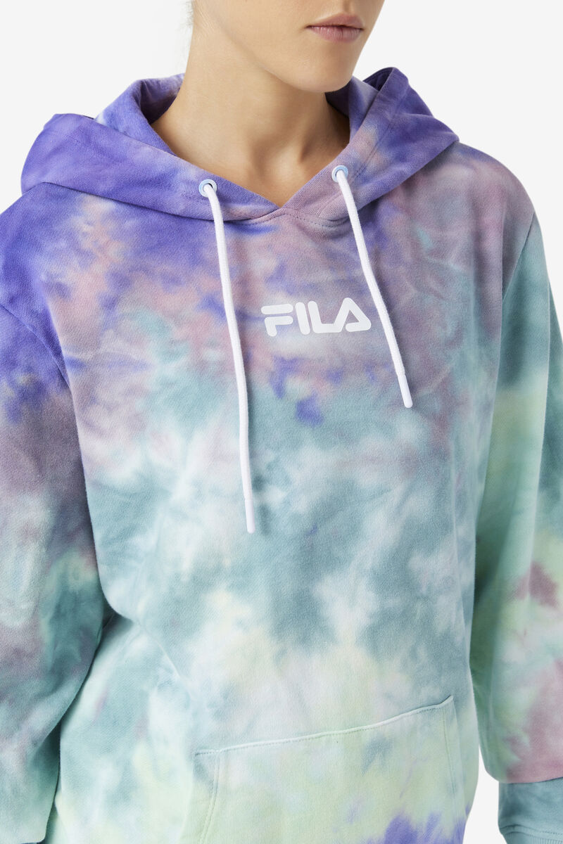 Blue Women's Fila Aerolynn Tie Dye Hoodie Hoodies | 9iSz9rSIvMY