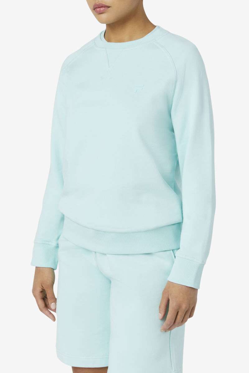 Blue Women's Fila Logan Crewneck Sweatshirts | oUNzxeWe4T5