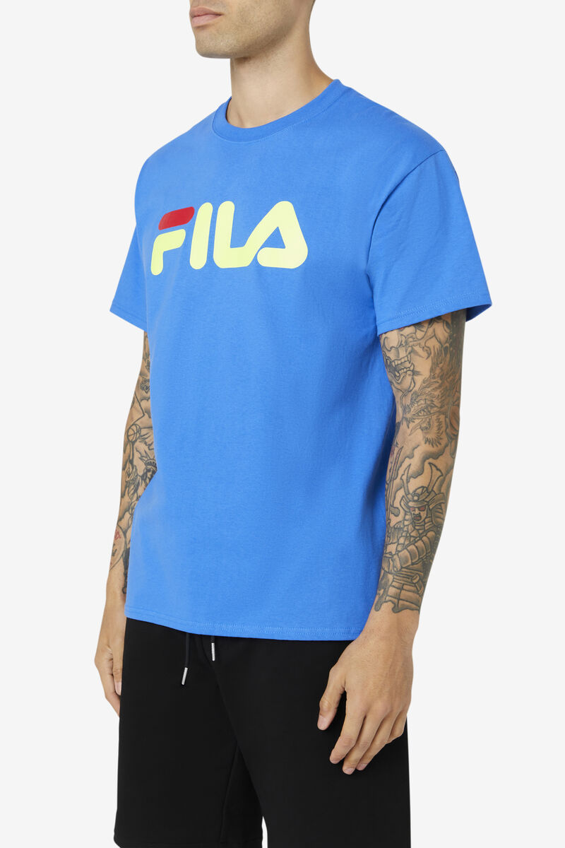 Blue / Yellow / Red Men's Fila Fila Logo T Shirts | kwZfgmECsnM