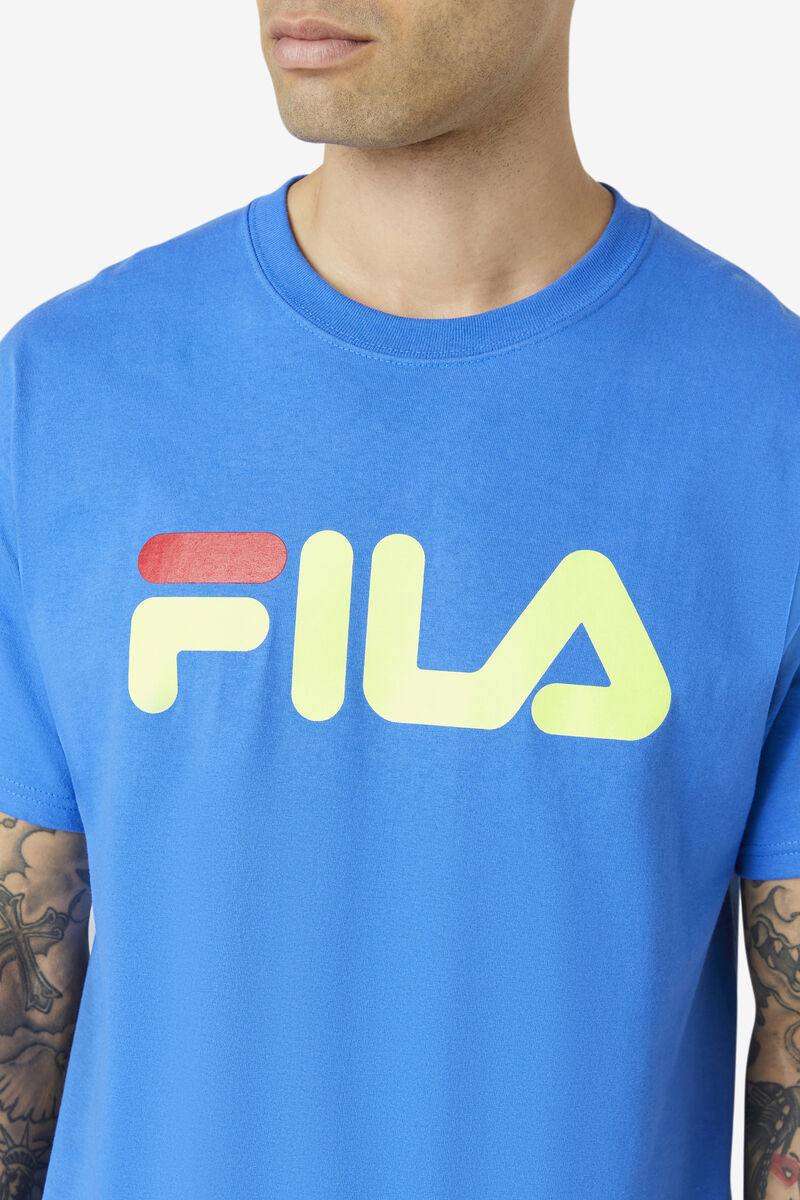 Blue / Yellow / Red Men's Fila Fila Logo T Shirts | kwZfgmECsnM