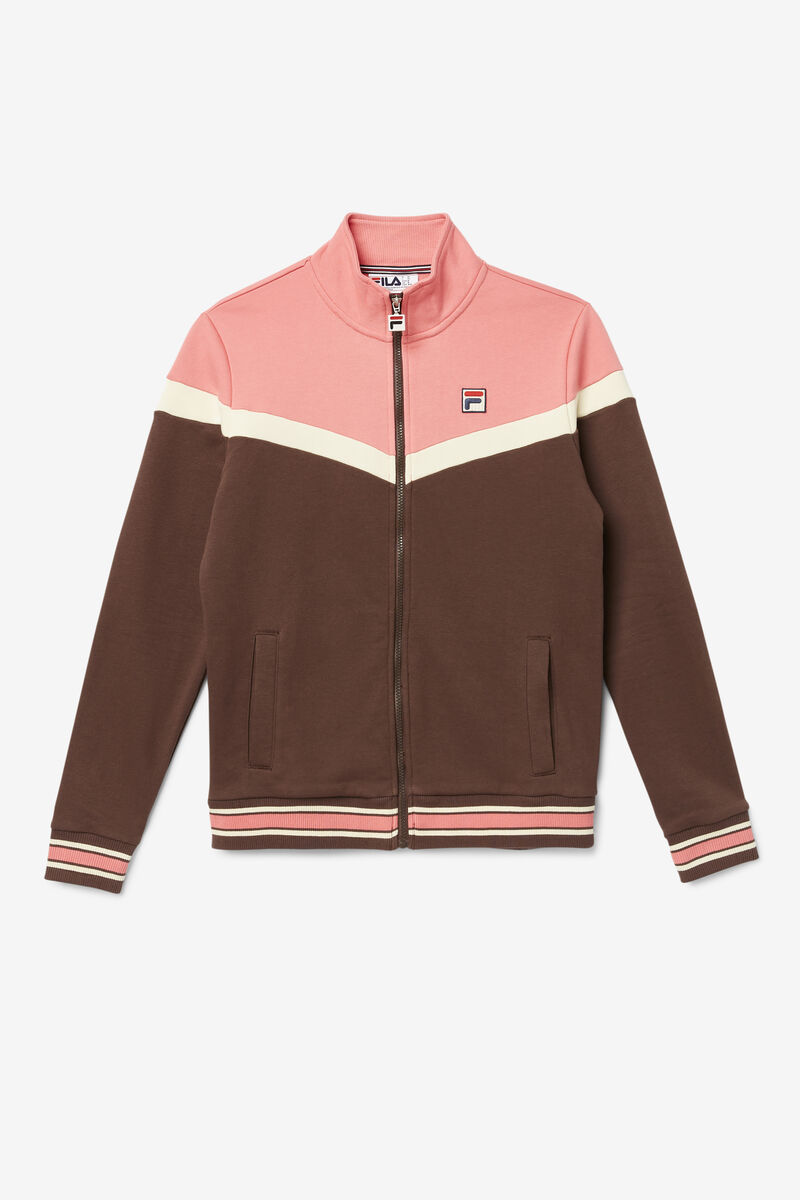 Brown / Pink Men\'s Fila Flint Track Jacket Jackets | r8JIZcnskLJ