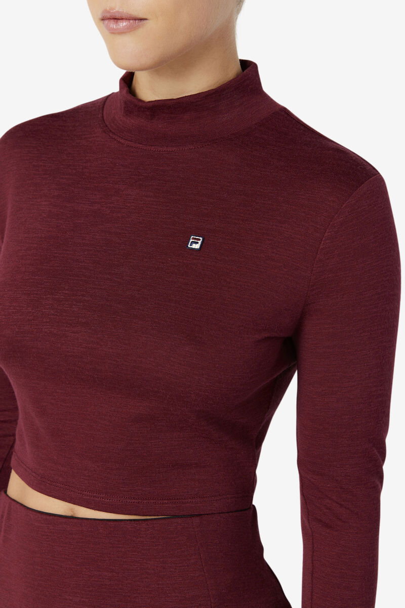 Brown Women's Fila Luise Turtleneck Top T Shirts | q2Je8Ald6mf