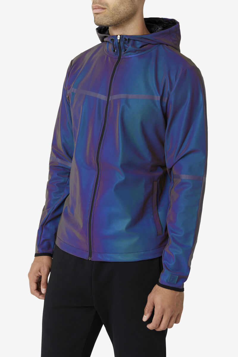 Dark Blue Men's Fila Atticus Reflective Wind Jacket Jackets | if4inR3ixb1