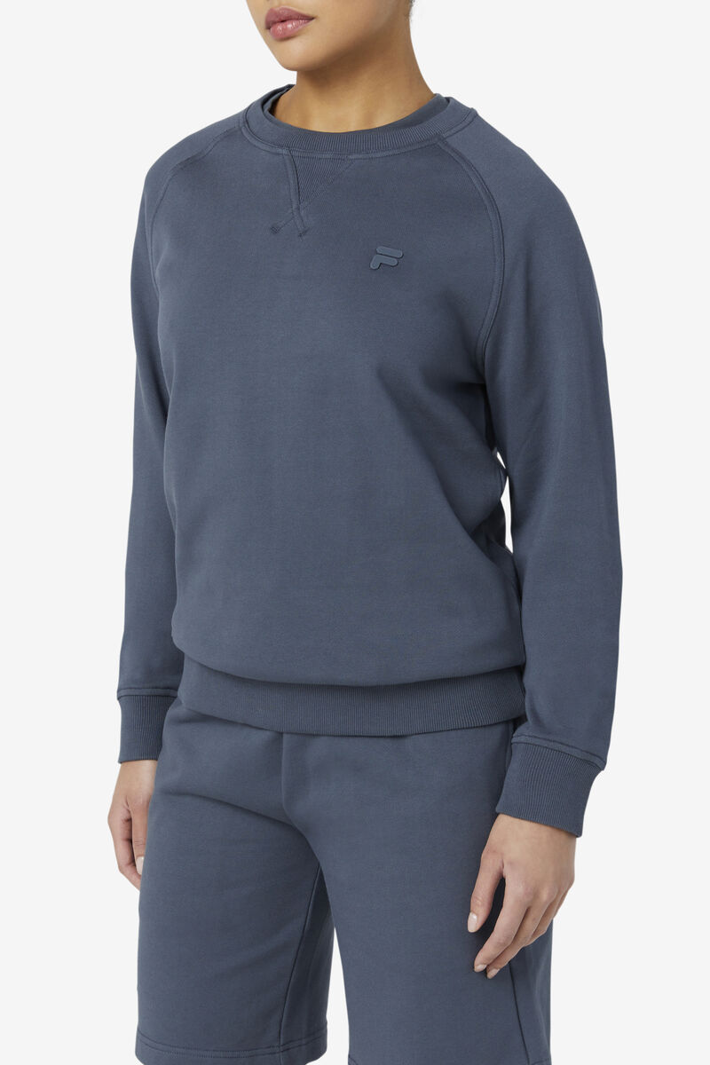 Dark Blue Men's Fila Logan Crewneck Sweatshirts | WKChq2BMvqG