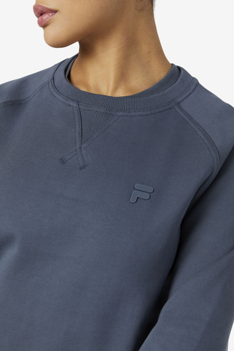 Dark Blue Men's Fila Logan Crewneck Sweatshirts | WKChq2BMvqG