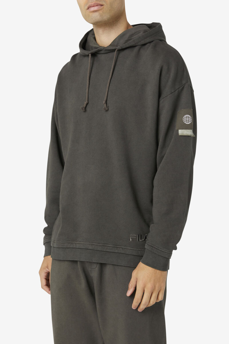 Dark Grey Men's Fila Plantsy Layered Hoodie Hoodies | UdhgujXDYa1