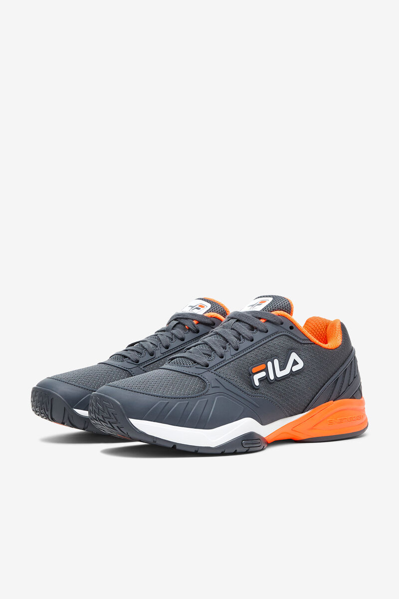 Dark Grey / White / Orange Men's Fila Volley Zone Sport Shoes | i7ELUGmjMIn