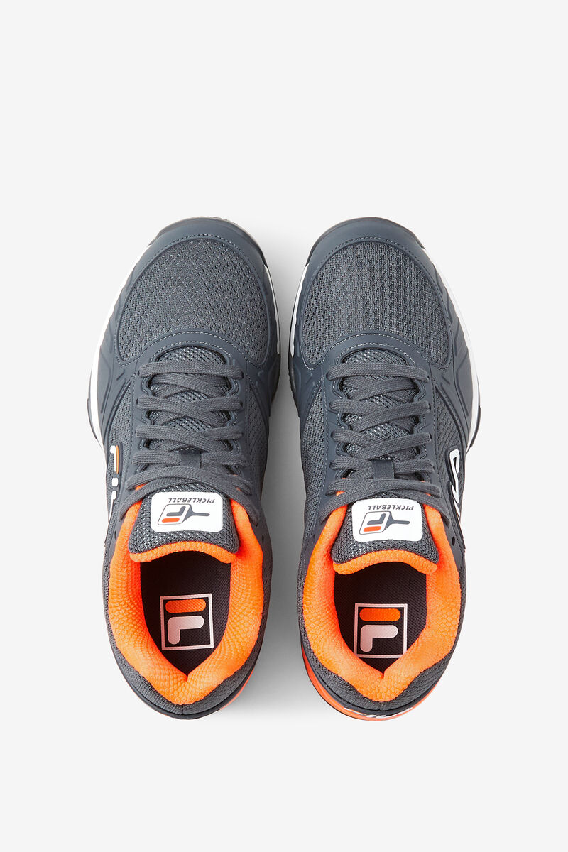 Dark Grey / White / Orange Men's Fila Volley Zone Sport Shoes | i7ELUGmjMIn