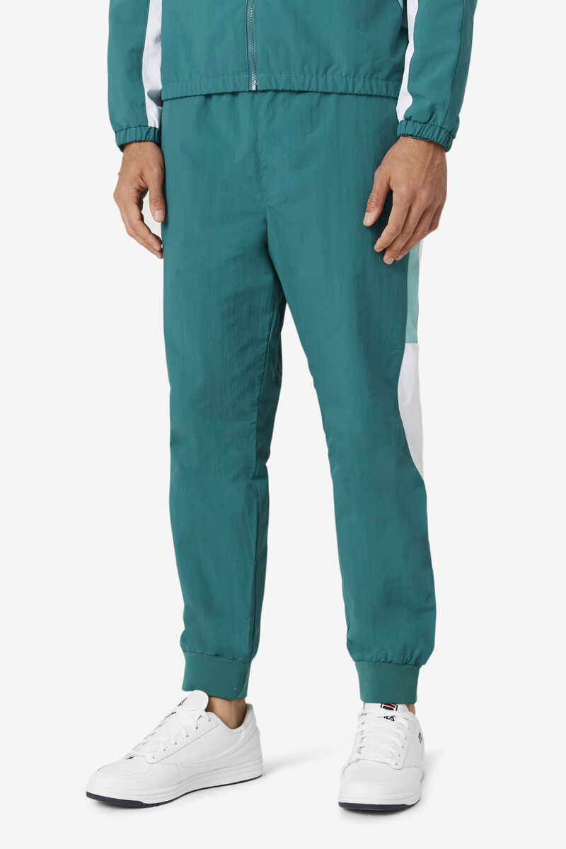 Dark Turquoise / White Men's Fila Klio Windpant Pants | Sr7HbEJOcx9