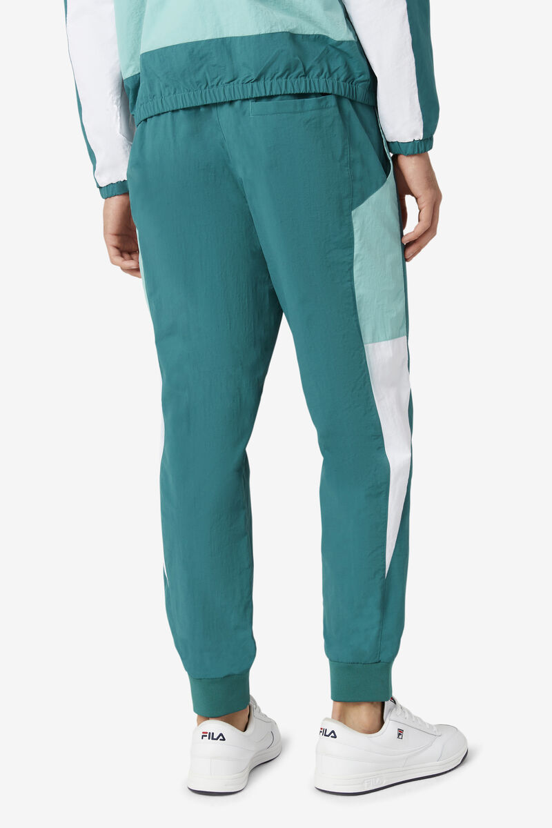 Dark Turquoise / White Men's Fila Klio Windpant Pants | Sr7HbEJOcx9