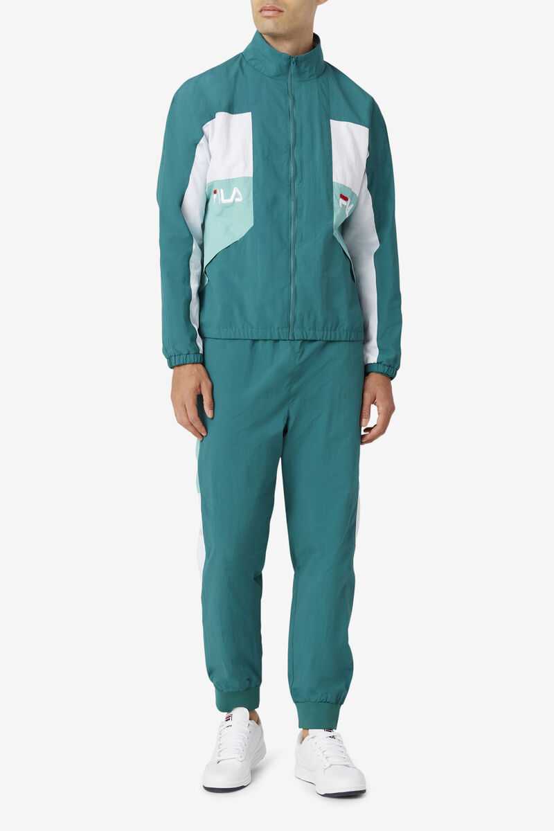 Dark Turquoise / White Men's Fila Klio Windpant Pants | Sr7HbEJOcx9