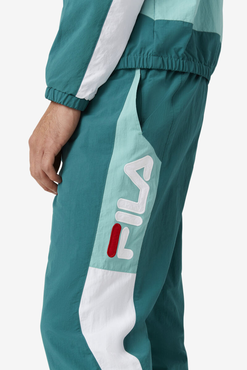 Dark Turquoise / White Men's Fila Klio Windpant Pants | Sr7HbEJOcx9