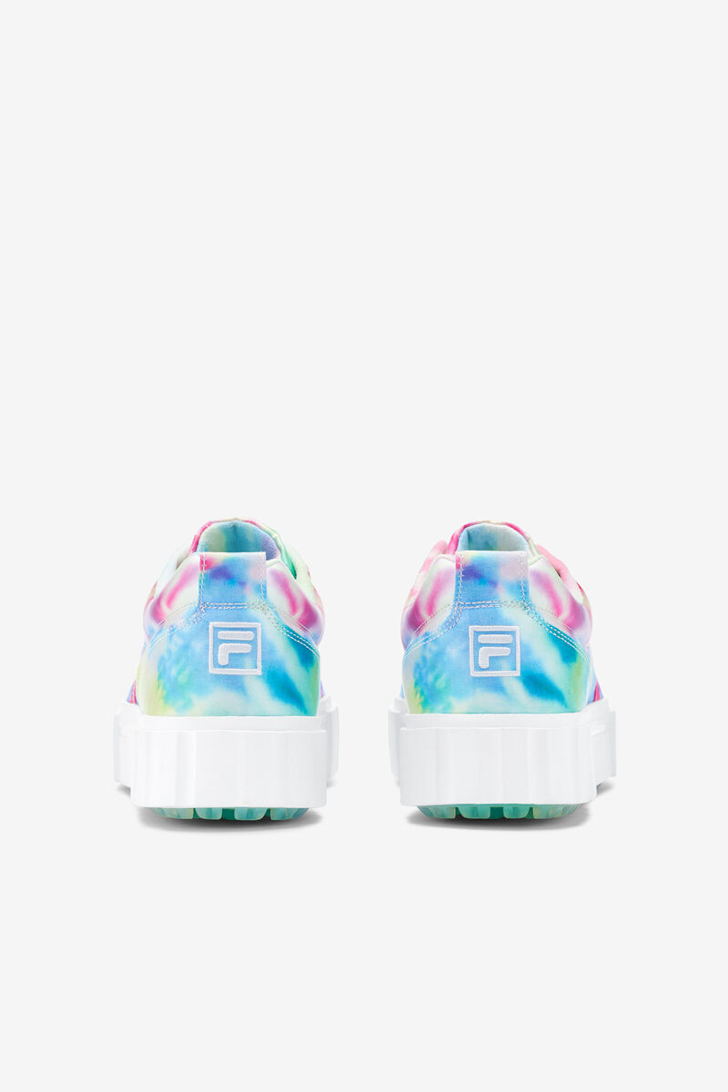 Green / Blue / White Women's Fila Sandblast Low Mottled Tie Dye Trainers | LBiZLjTGj3x