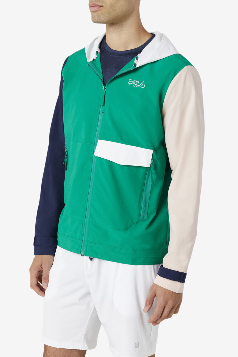 Green / Navy / Pink Men's Fila Dutton Woven Wind Jacket Jackets | BfgUq5cFeiB