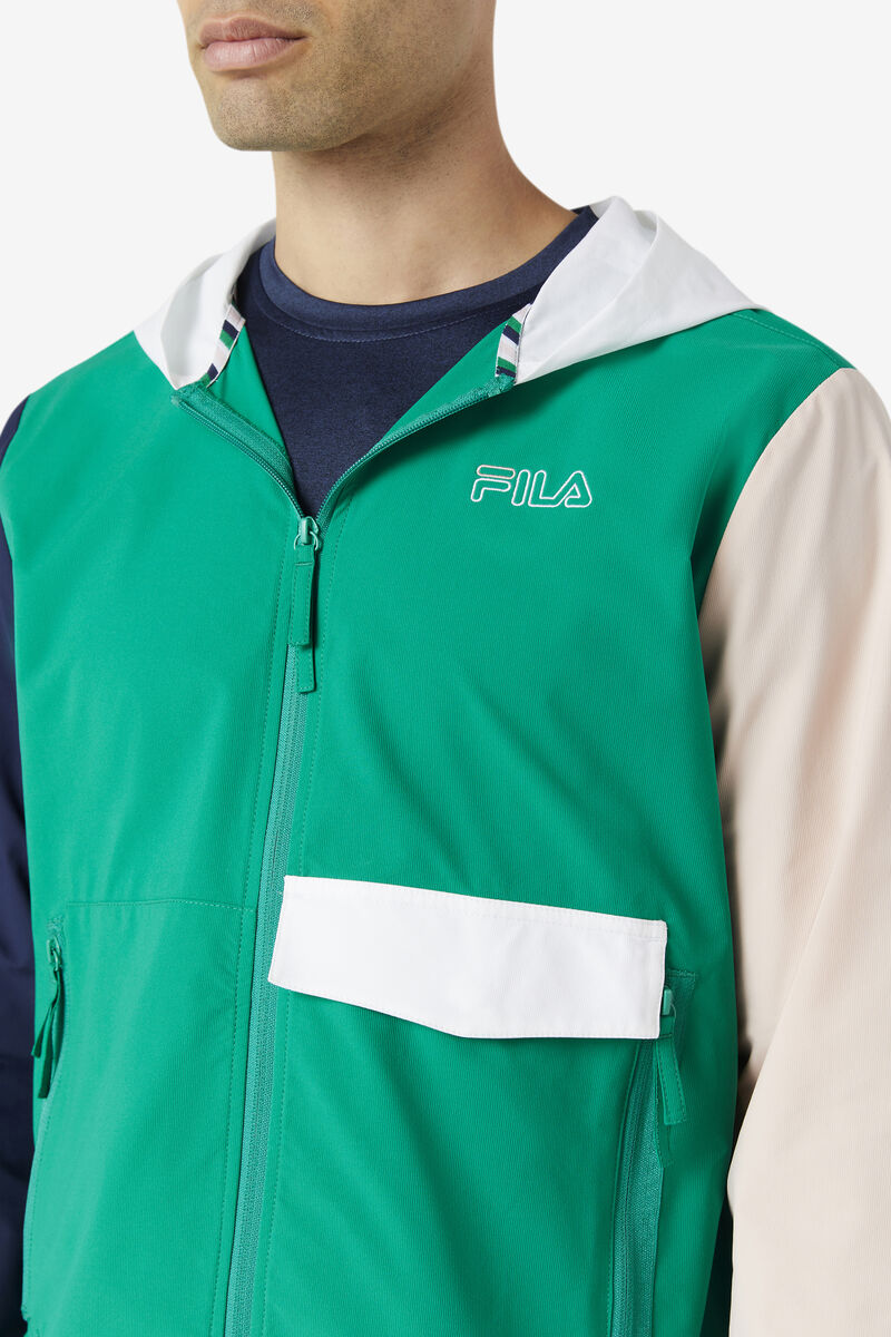 Green / Navy / Pink Men's Fila Dutton Woven Wind Jacket Jackets | BfgUq5cFeiB