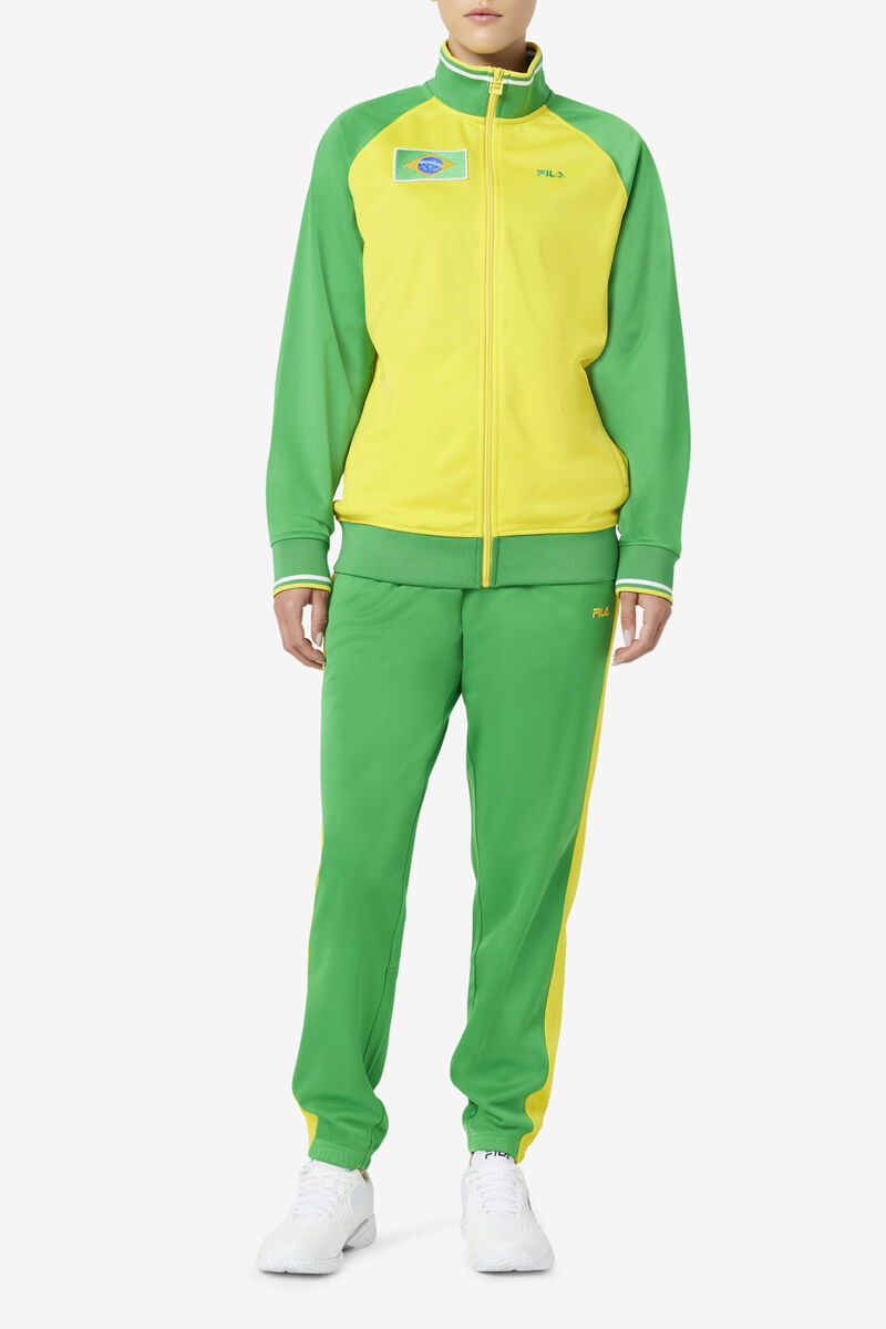 Green / Yellow Men's Fila Brazil Track Pant Tracksuits | Kap5YUlQpog