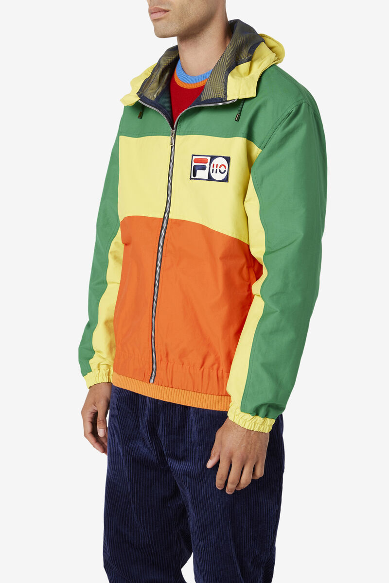 Green / Yellow / Orange Men's Fila 110 Performance Jacket Jackets | rSeCMrPAgWl