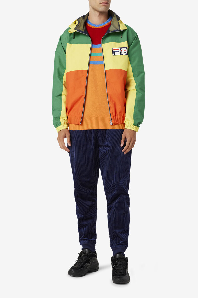 Green / Yellow / Orange Men's Fila 110 Performance Jacket Jackets | rSeCMrPAgWl