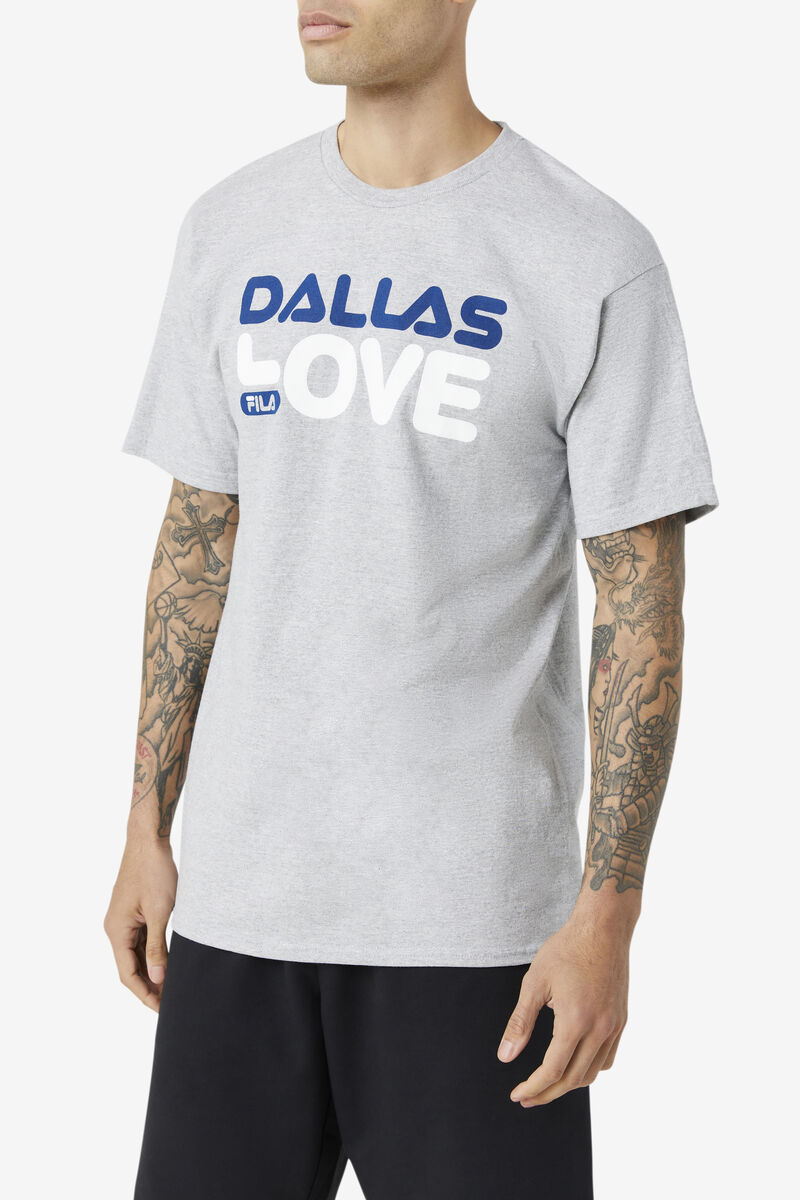 Grey Men's Fila Dallas Love T Shirts | 1PiLSo8VBXR