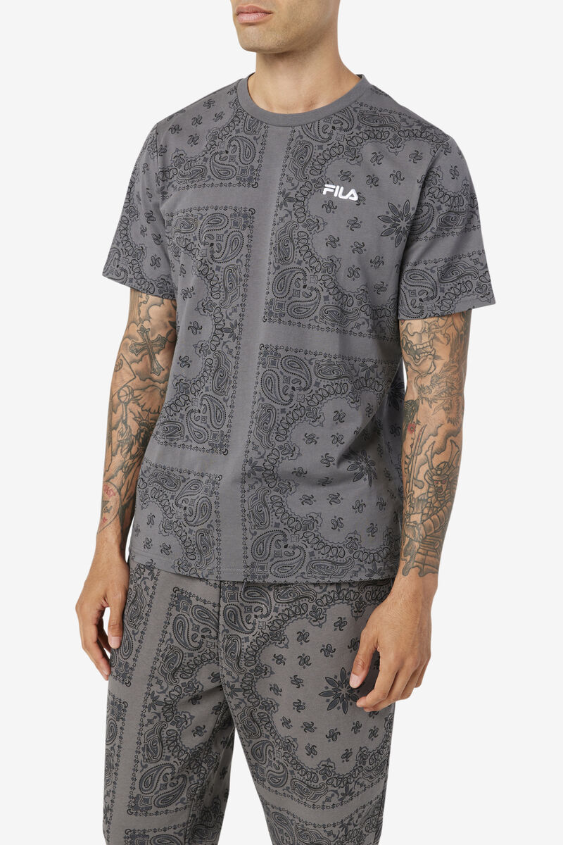 Grey Men's Fila Kensico T Shirts | qsVMC9yTqLm