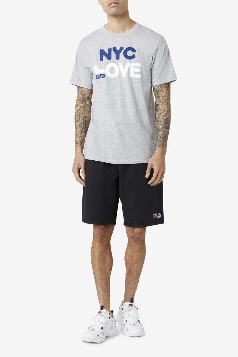 Grey Men's Fila Nyc Love T Shirts | QMBEYOaczk7