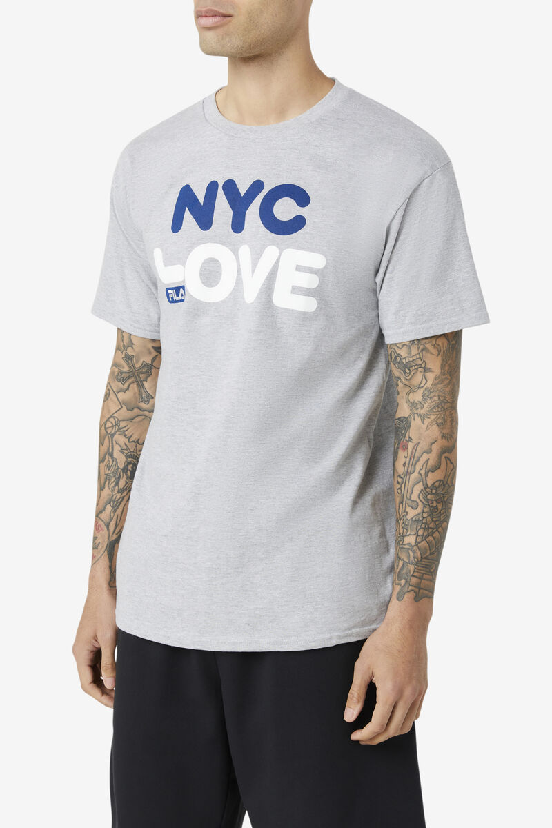 Grey Men's Fila Nyc Love T Shirts | QMBEYOaczk7